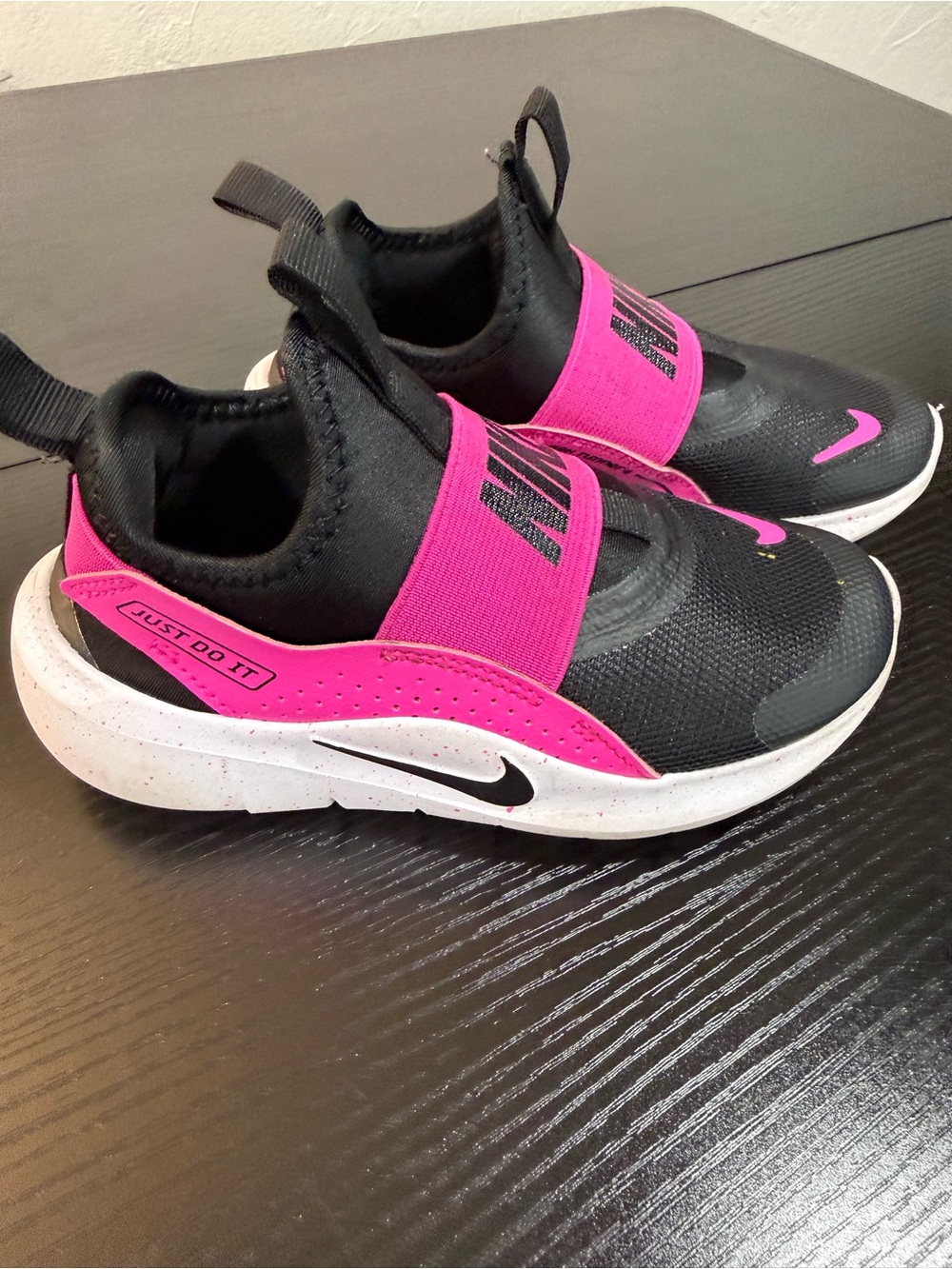 Nike Flex Runner 4 Kids 11C Black Pink Slip On Sneakers IF2894-004